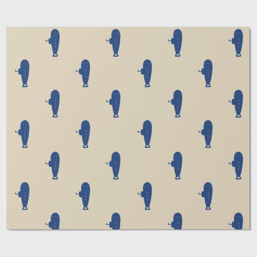 Blauwe onderzeeboot cadeaupapier (Vlak)