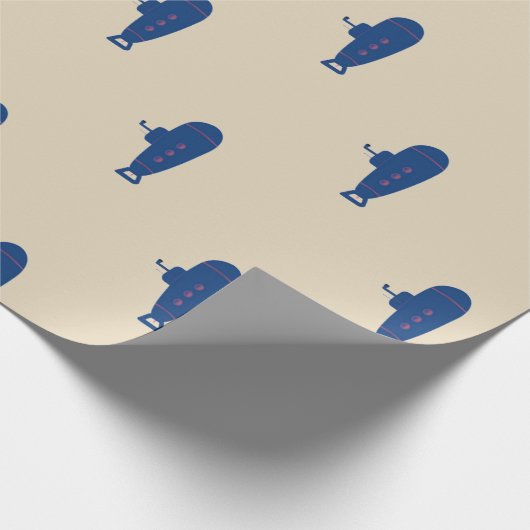 Blauwe onderzeeboot cadeaupapier (Hoek)