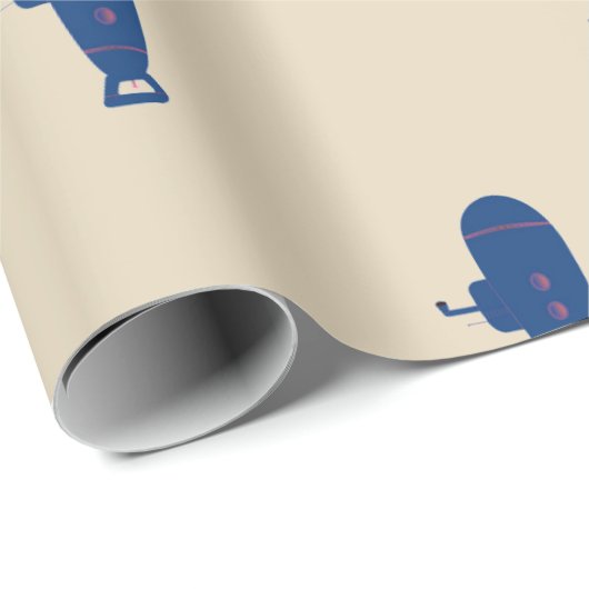 Blauwe onderzeeboot cadeaupapier (Rol Hoek)