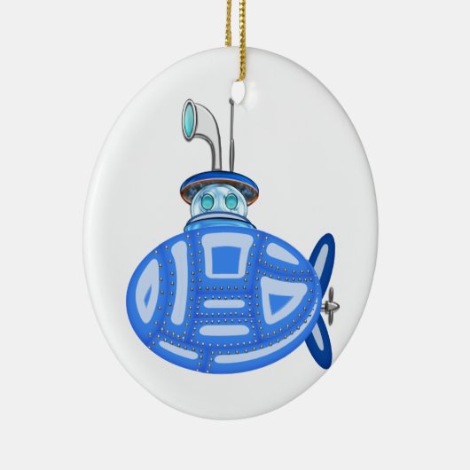 Blauwe onderzeeboot keramisch ornament (Rechts)