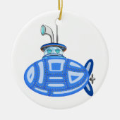 Blauwe onderzeeboot keramisch ornament (Voorkant)