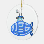 Blauwe onderzeeboot keramisch ornament (Links)