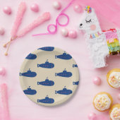 Blauwe onderzeeboot papieren bordje (Feest)