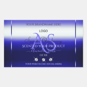 Blauwe onderzeese productetiketten Initialen juwel Rechthoekige Sticker