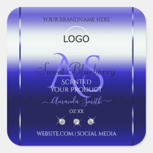 Blauwe onderzeese productetiketten Initialen juwel Vierkante Sticker