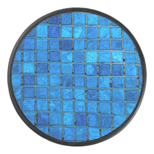 Blauwe onderzeese tegels hockey puck (Voorkant)
