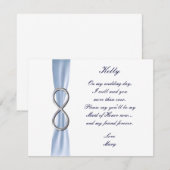 Blauwe oneindigheid bruidsmeisje kaart (Voorkant / Achterkant)