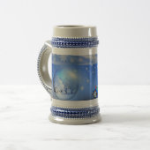 Blauwe ongerepte sneeuwvlokken bierpul (Voorkant links)