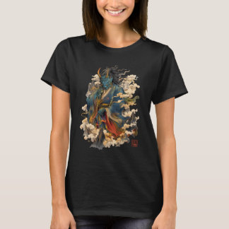 Blauwe Oni-demonenkrijger | Japanse Yokai-mytholog T-shirt