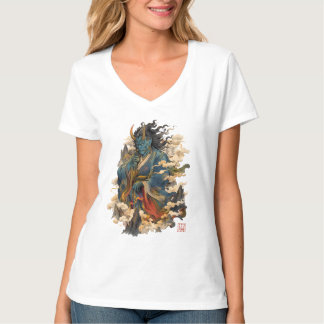 Blauwe Oni-demonenkrijger | Japanse Yokai-mytholog T-shirt