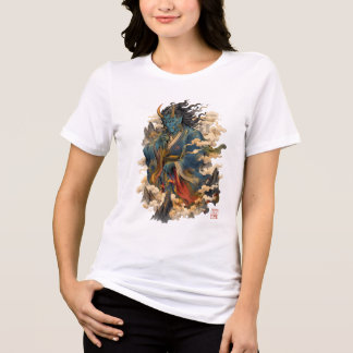 Blauwe Oni-demonenkrijger | Japanse Yokai-mytholog Tri-Blend Shirt