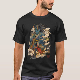 Blauwe Oni Duivel Krijger | Japanse Yokai Mytholog T-shirt