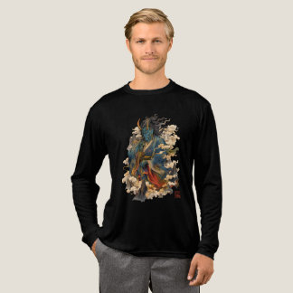 Blauwe Oni Duivel Krijger | Japanse Yokai Mytholog Tri-Blend Shirt