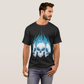 Blauwe ontvlammende schedels t-shirt (Voorkant volledig)