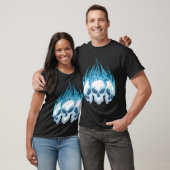 Blauwe ontvlammende schedels t-shirt (Unisex)
