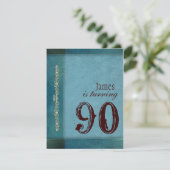 Blauwe ontwerper verjaardagsfeest uitnodigingen (Staand voorkant)