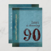 Blauwe ontwerper verjaardagsfeest uitnodigingen (Voorkant / Achterkant)