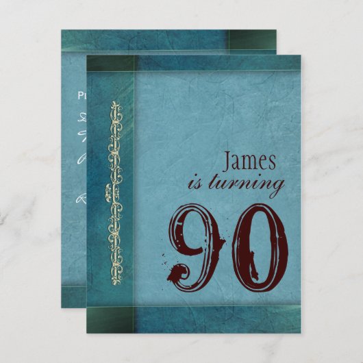 Blauwe ontwerper verjaardagsfeest uitnodigingen (Voorkant / Achterkant)