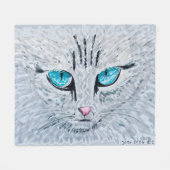Blauwe Oog Fluffy Kat Fleece Deken (Voorkant (Horizontaal))