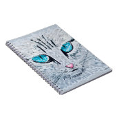 Blauwe Oog Fluffy Kat Notitieboek (Rechterzijde)
