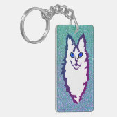 Blauwe Oog Kat Sleutelhanger (Voorkant Links)