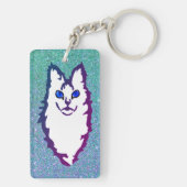 Blauwe Oog Kat Sleutelhanger (achterkant)