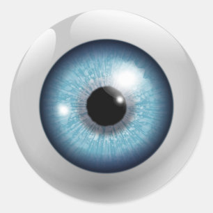 Blauwe Oogappel Ronde Sticker
