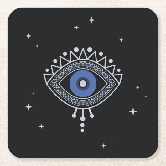 Blauwe oogbescherming talisman minimale magische s kartonnen onderzetters (Voorkant)