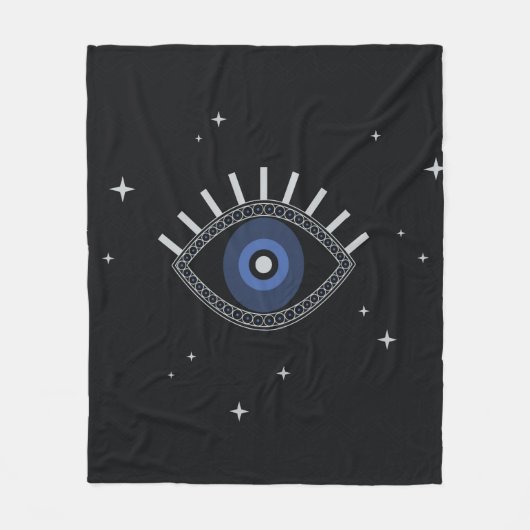 Blauwe oogbescherming tegen slechte energie, kwade fleece deken (Voorkant)