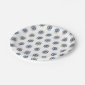 Blauwe oogbescherming tegen slechte energie, kwade papieren bordje (Gekanteld)