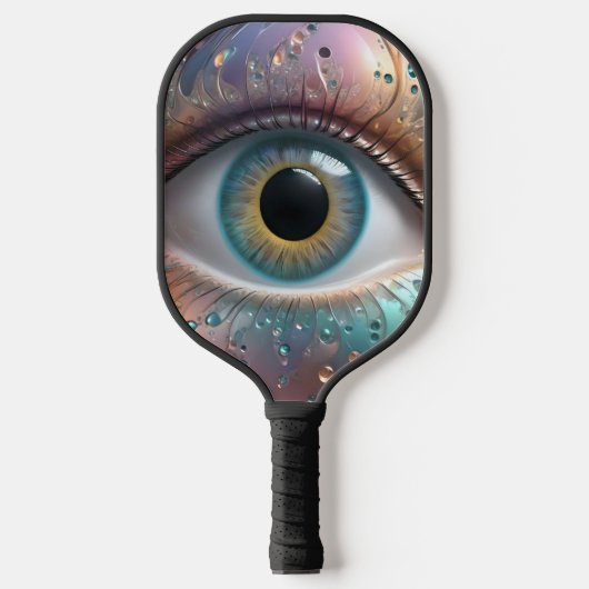 Blauwe oogbol fractale kunst, pickleball paddle (Voorkant)