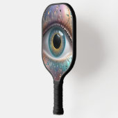 Blauwe oogbol fractale kunst, pickleball paddle (Links)