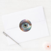 Blauwe oogbol fractale kunst, ronde sticker (Envelop)