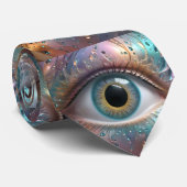 Blauwe oogbol fractale kunst, stropdas (Opgerold)
