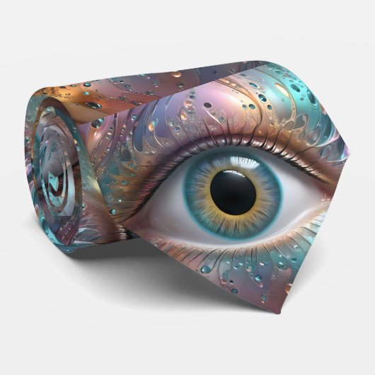 Blauwe oogbol fractale kunst, stropdas (Opgerold)