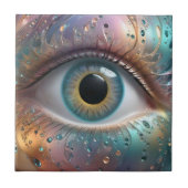 Blauwe oogbol fractale kunst, tegeltje (Voorkant)