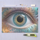 Blauwe oogbol fractale kunst, tissuepapier (Craft)