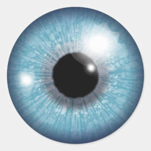 Blauwe oogbol ronde sticker