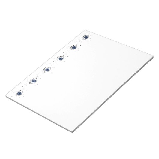 Blauwe ooggriekbescherming tegen kwade ogen notitieblok (Schuin)