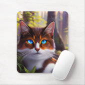 Blauwe oogkat in het 4 bos muismat (Met muis)