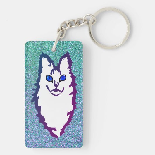 Blauwe oogkat sleutelhanger (achterkant)