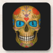 Blauwe oogsuiker onderzetters van de schedel Zombi (Voorkant)