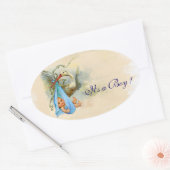 BLAUWE OOIEVAAR BABY JONGEN DOUCHE OVALE STICKER (Envelop)