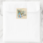 BLAUWE OOIEVAAR BABY SHOWER MONOGRAM VIERKANTE STICKER (Tas)