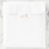 Blauwe Ooievaar Baby Shower Ronde Sticker (Tas)