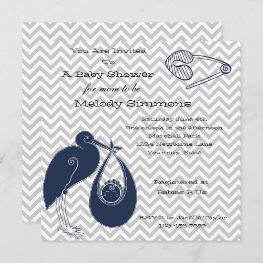 blauwe ooievaar kaart (Voorkant / Achterkant)