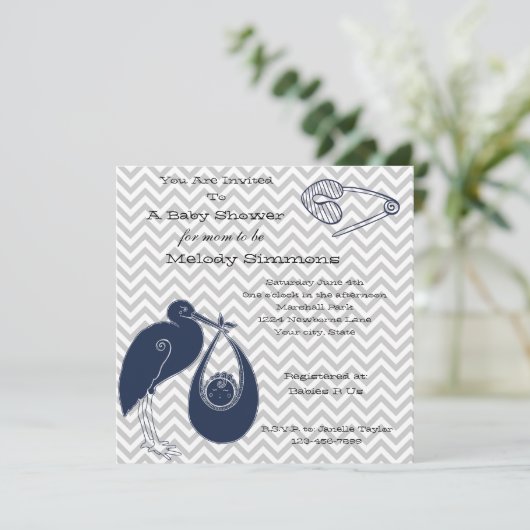 blauwe ooievaar kaart (Staand voorkant)