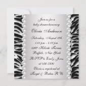 Blauwe Ooievaar Zebra Baby Shower Uitnodigingen (Achterkant)