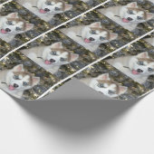 Blauwe ooise Siberian Husky Kerstmis Cadeaupapier (Hoek)