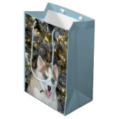 Blauwe ooise Siberian Husky Kerstmis Medium Cadeauzakje (Voorkant Gekanteld)